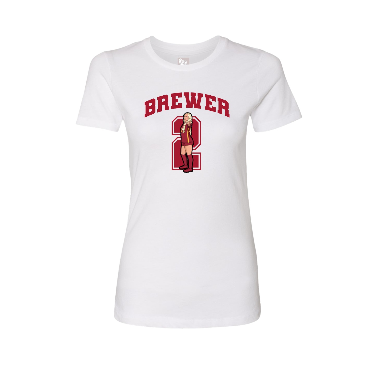 Fitted Women's Tee — Number in White