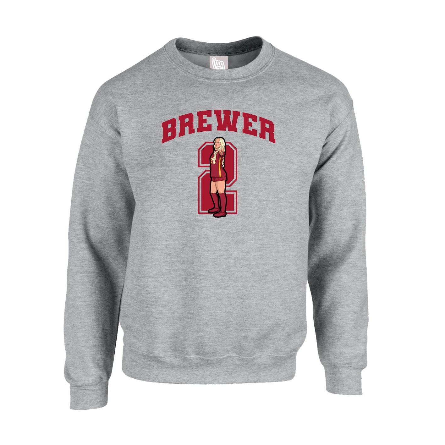 Fleece Crew — Number in Grey