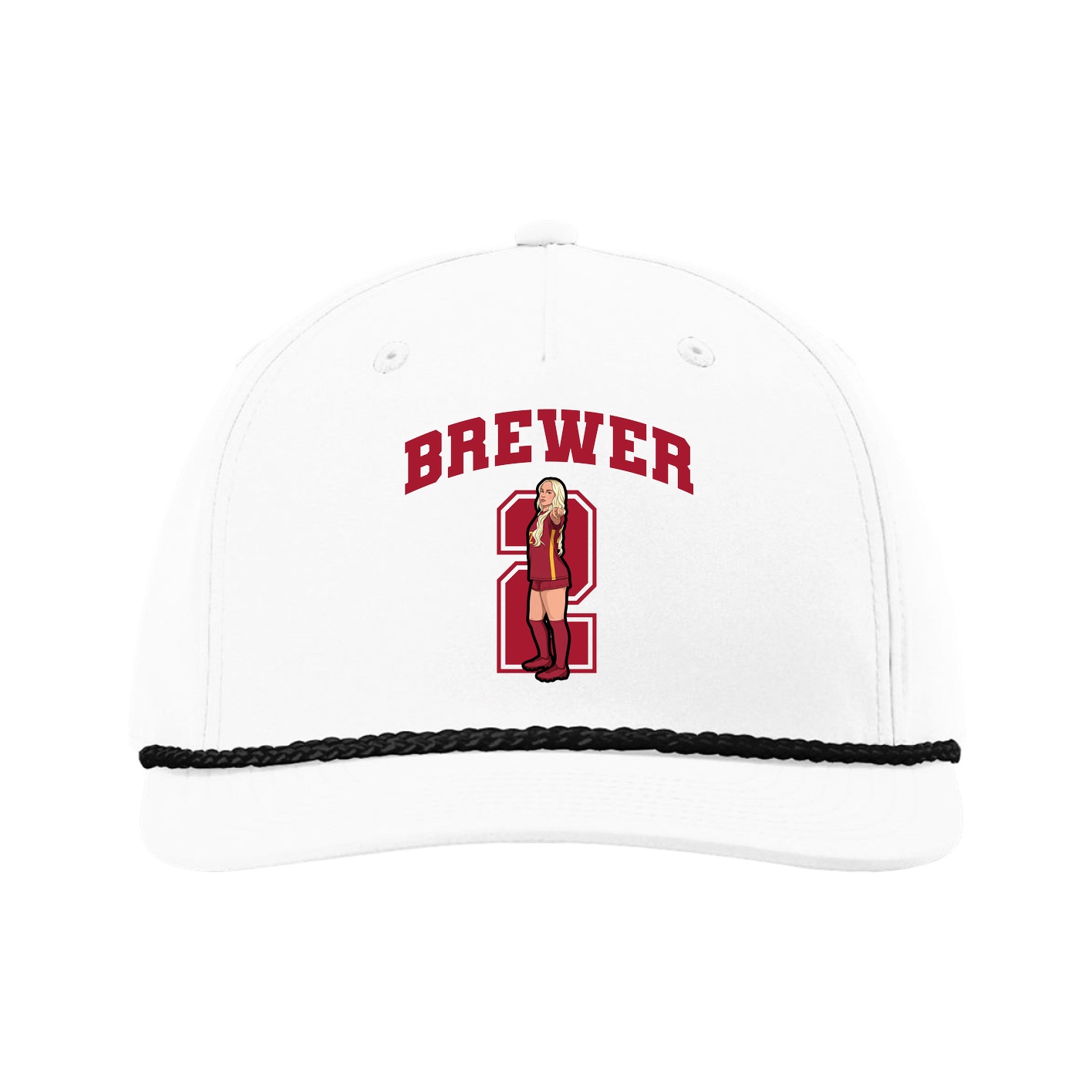 Five-Panel Classic Rope Cap — Number in White