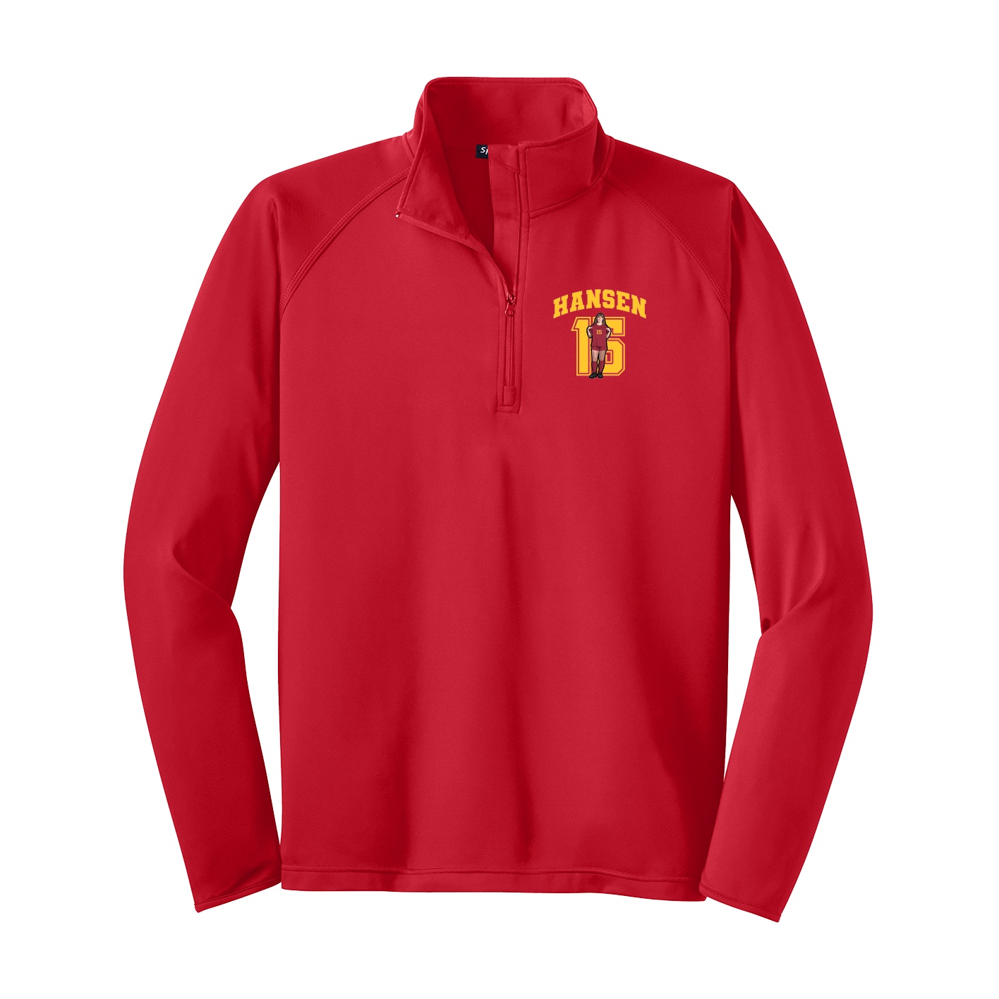 Q-Zip Pullover — Number in Red