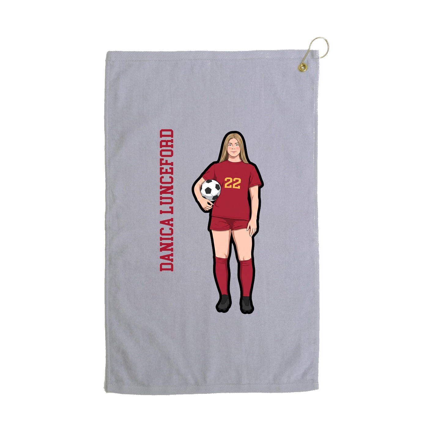 Golf Towel — Name Vertical in Grey