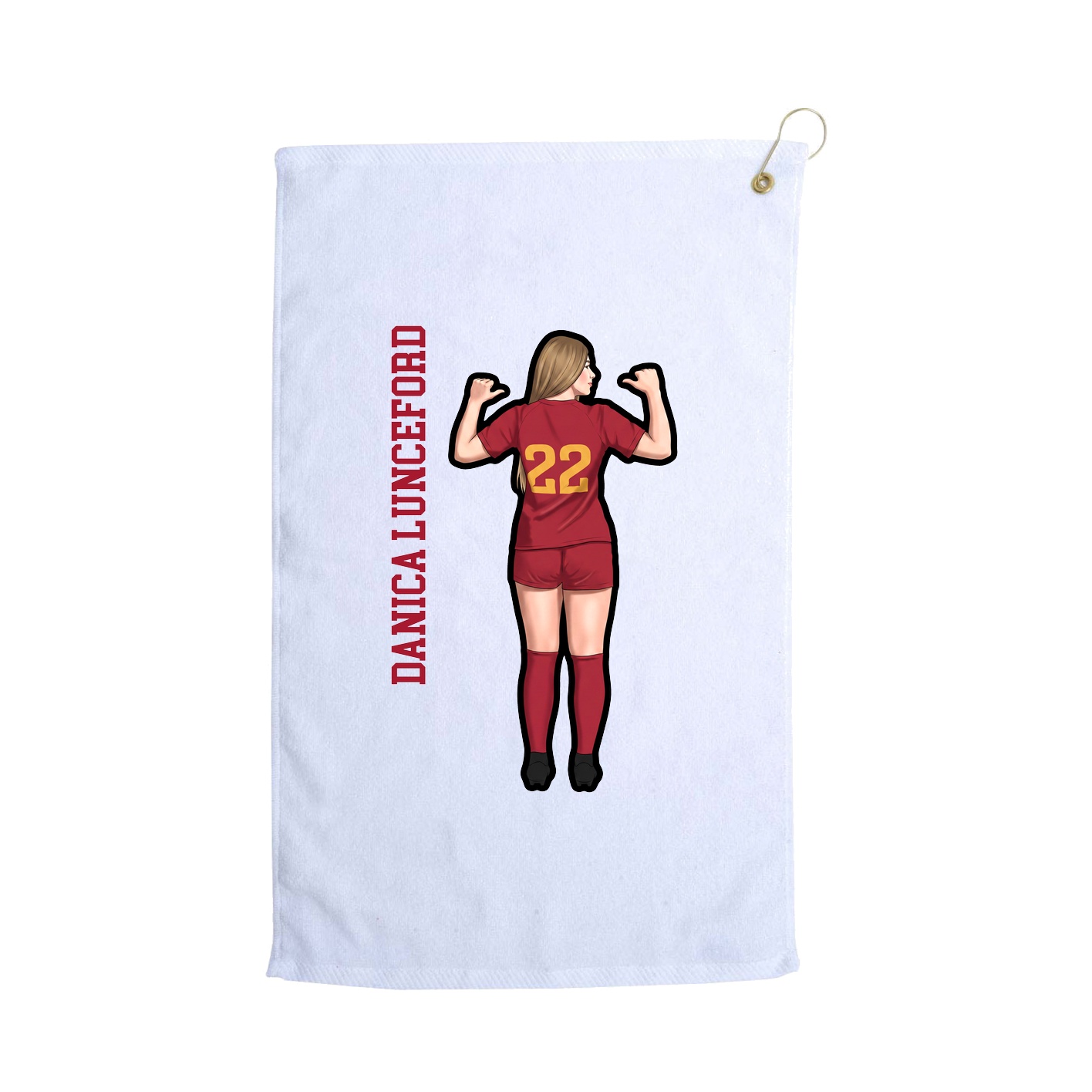 Golf Towel — Name Vertical in White