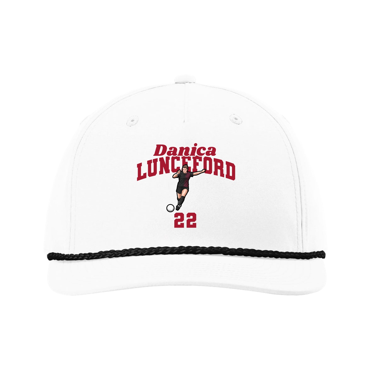 Five-Panel Classic Rope Cap — Signature Arch in White