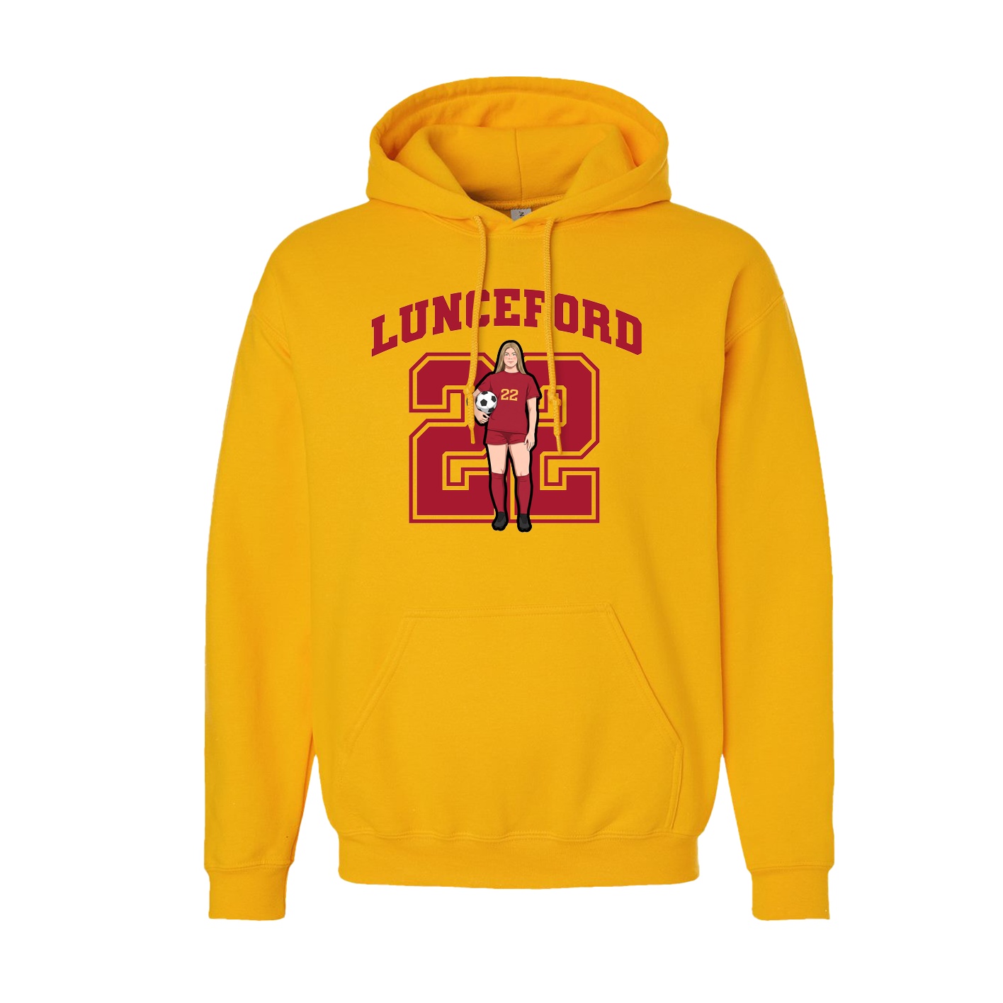 Youth Hoodie — Number in Gold