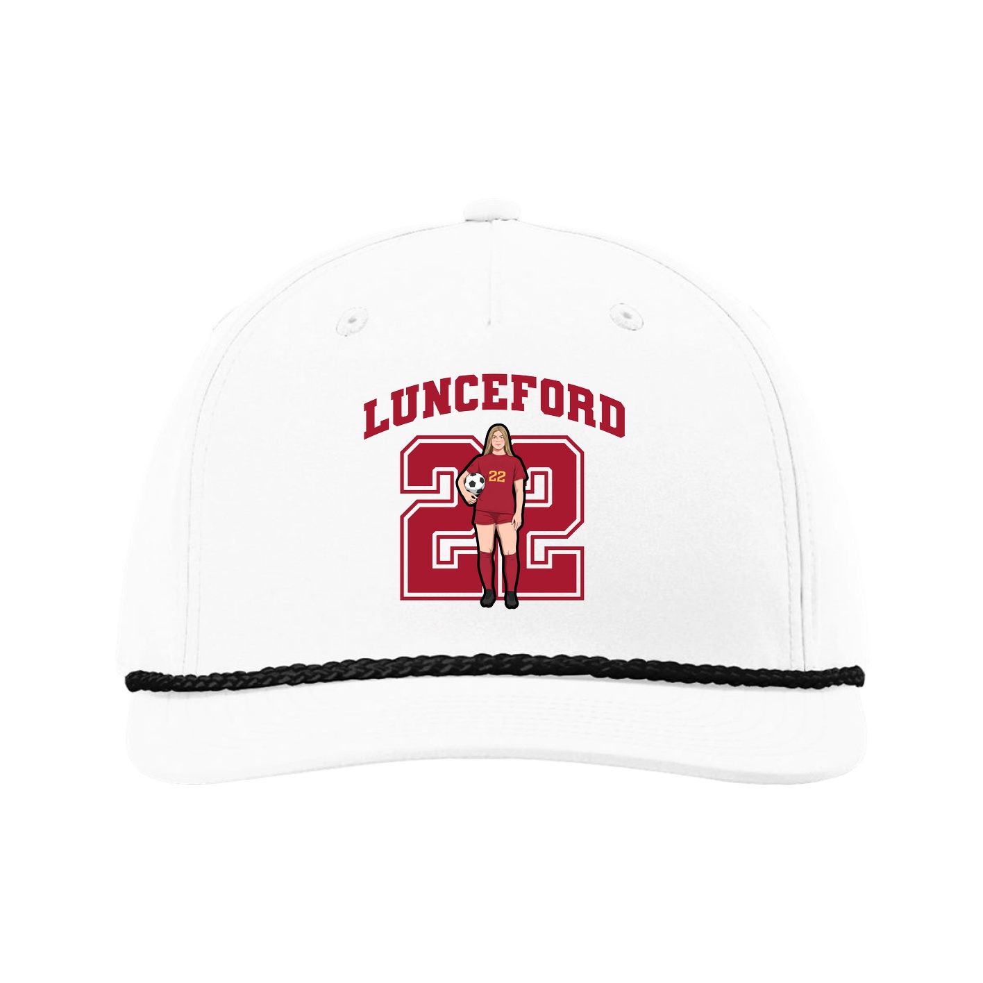 Five-Panel Classic Rope Cap — Number in White