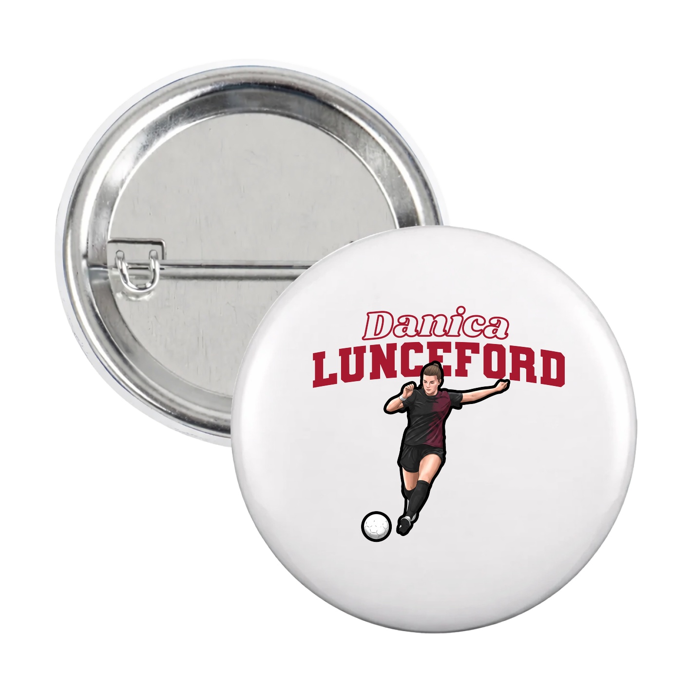 Game Day Button — Name Arch in White