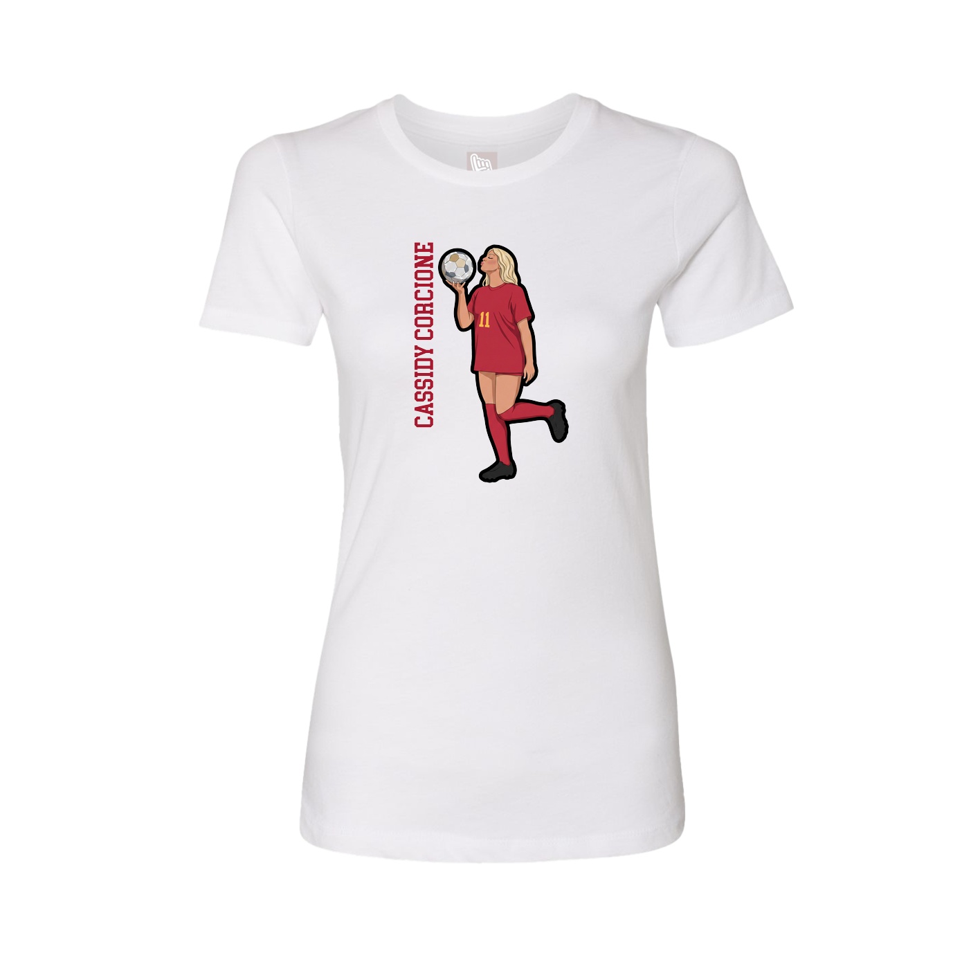 Fitted Women's Tee — Name Vertical in White