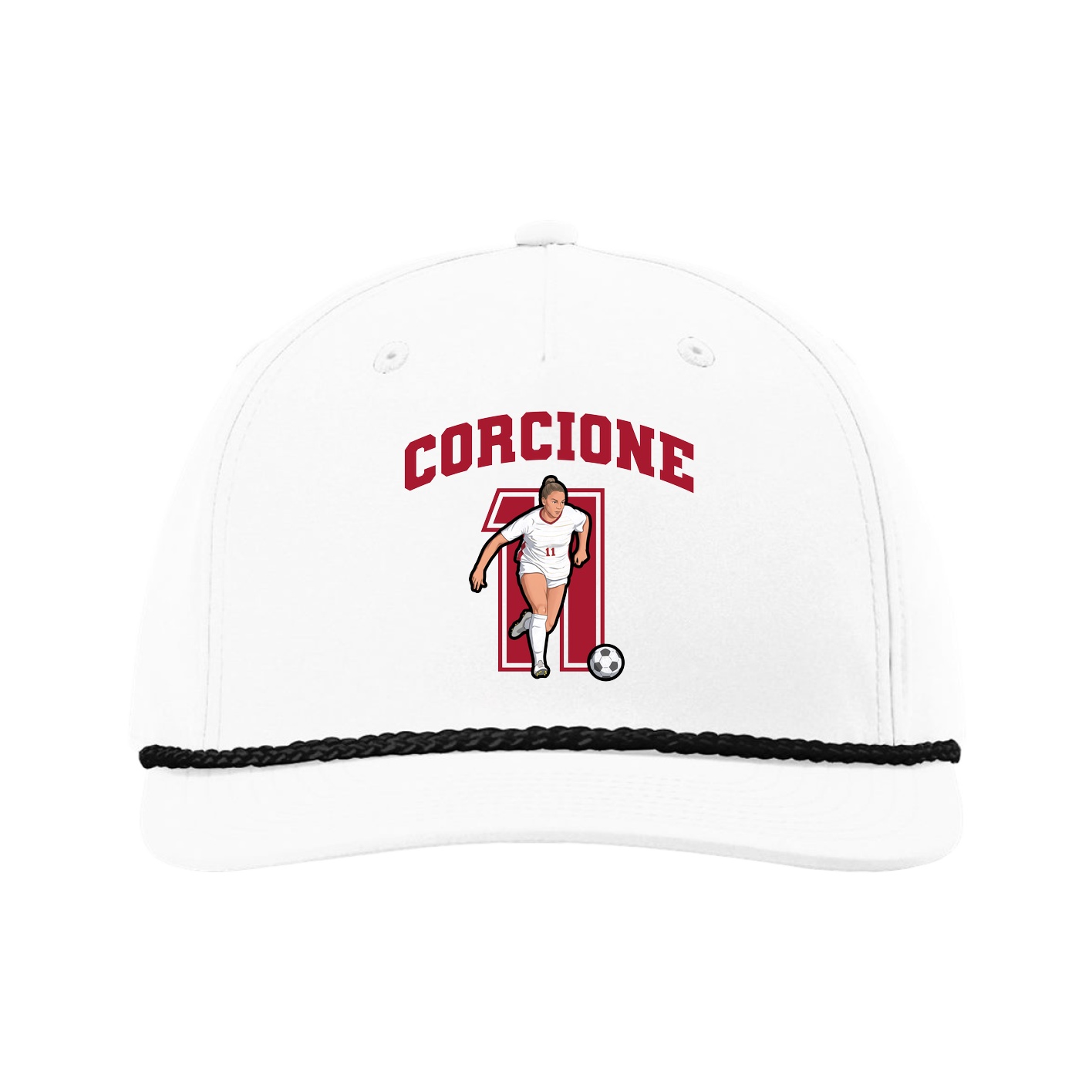 Five-Panel Classic Rope Cap — Number in White