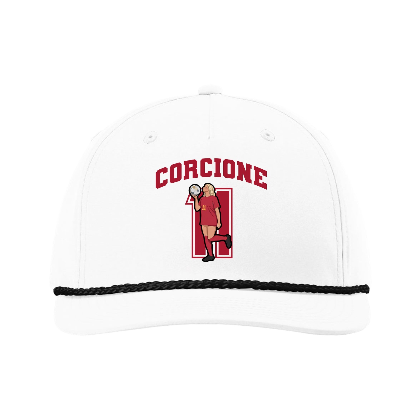 Five-Panel Classic Rope Cap — Number in White