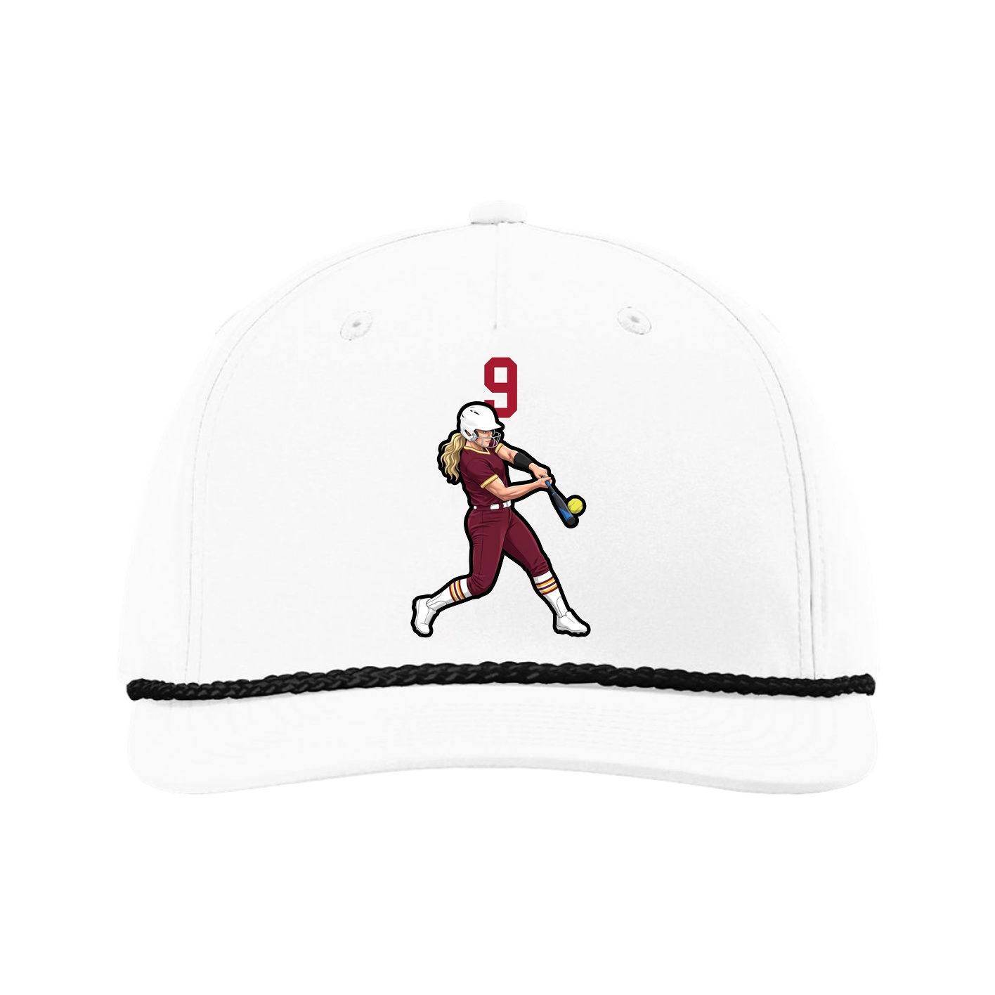Five-Panel Classic Rope Cap — Number Top in White