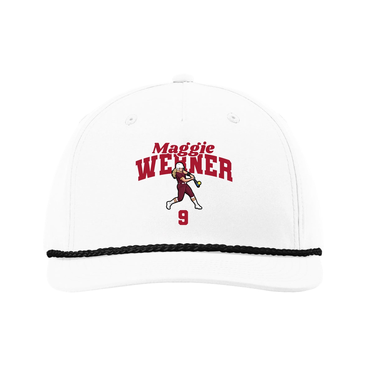 Five-Panel Classic Rope Cap — Signature Arch in White