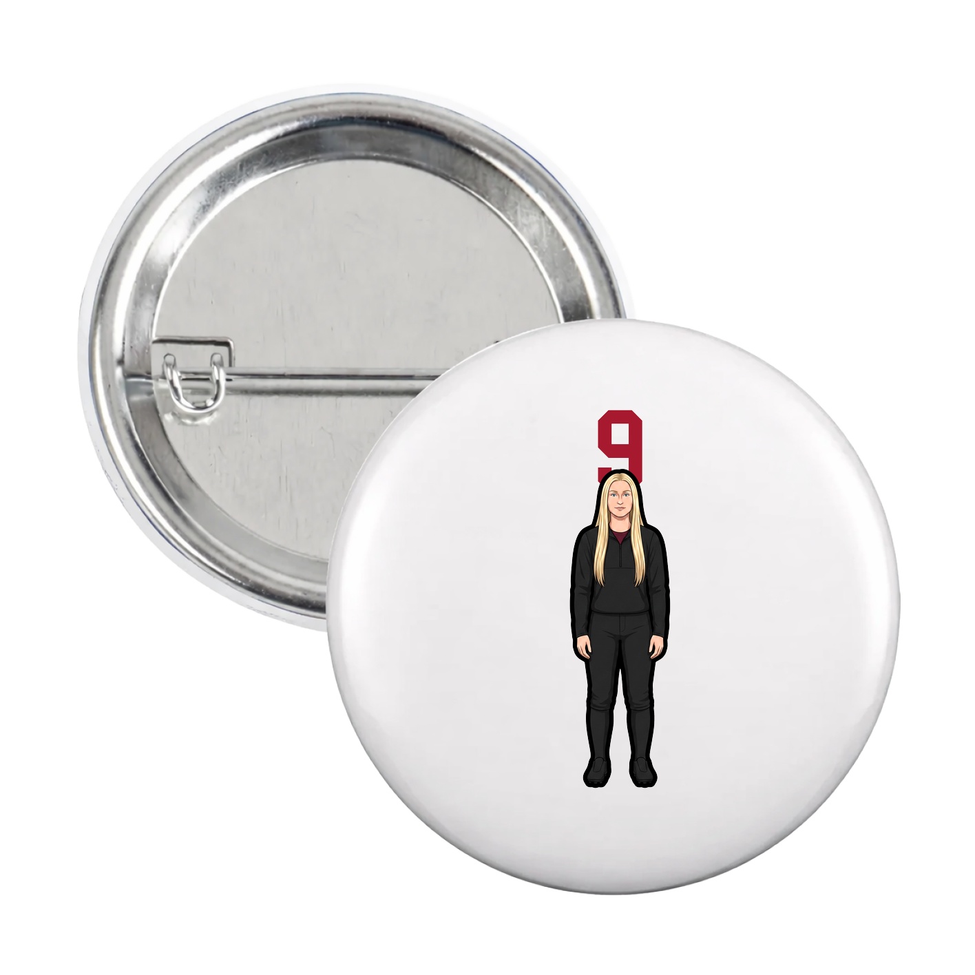 Game Day Button — Number Top in White