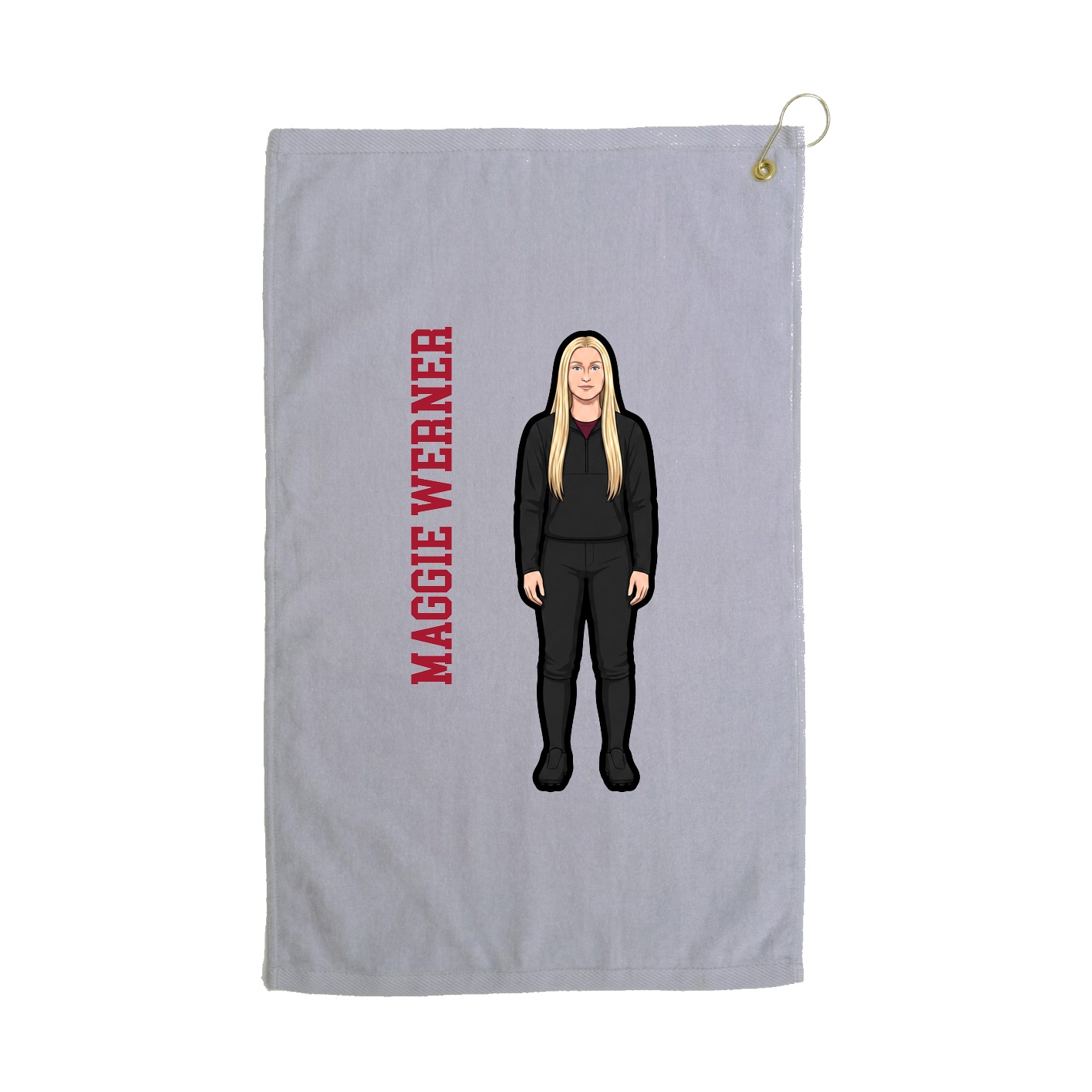 Golf Towel — Name Vertical in Grey