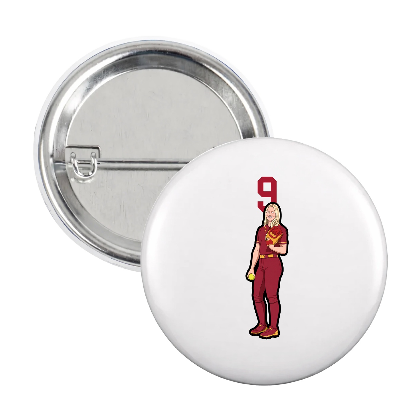 Game Day Button — Number Top in White