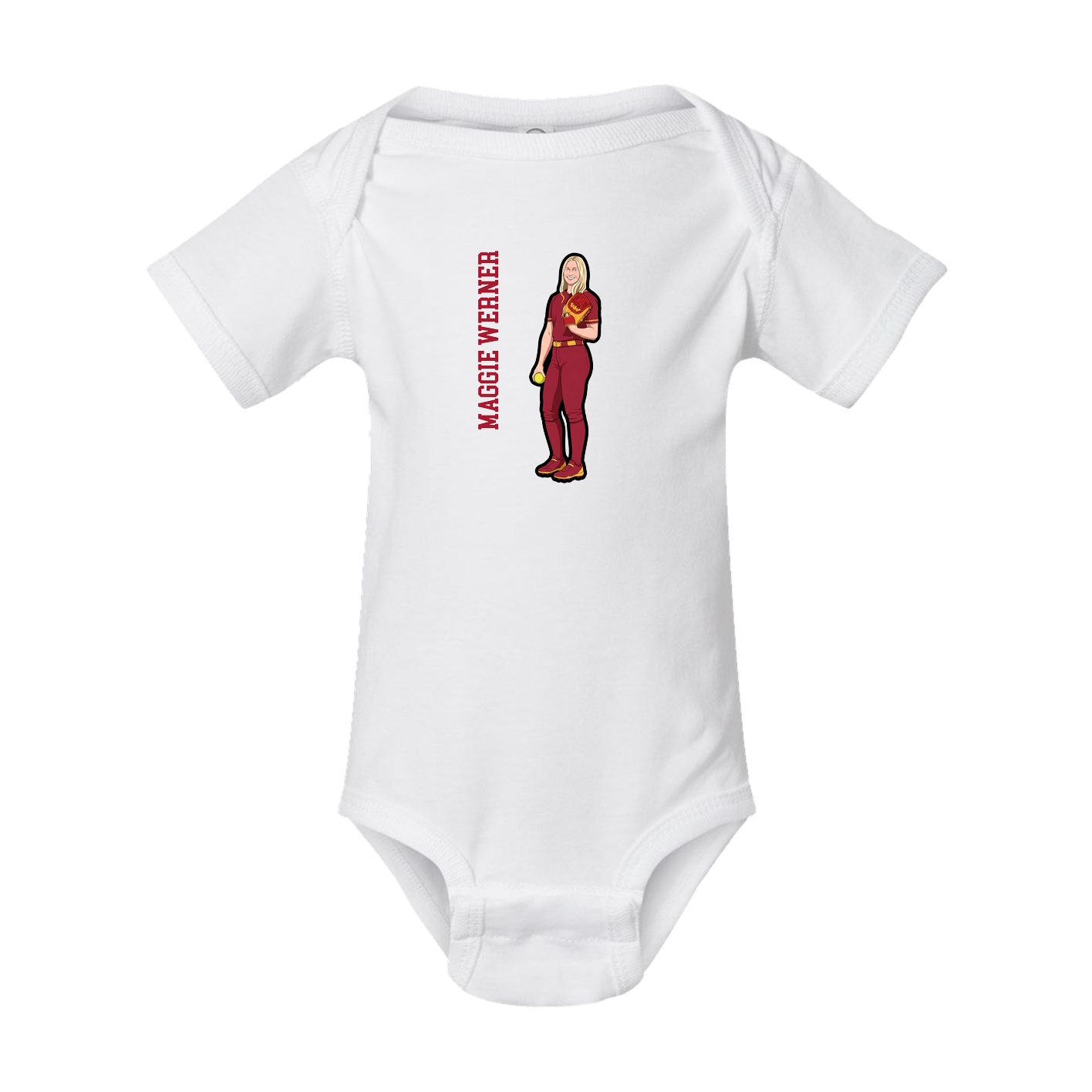 Baby Onesie — Name Vertical in White