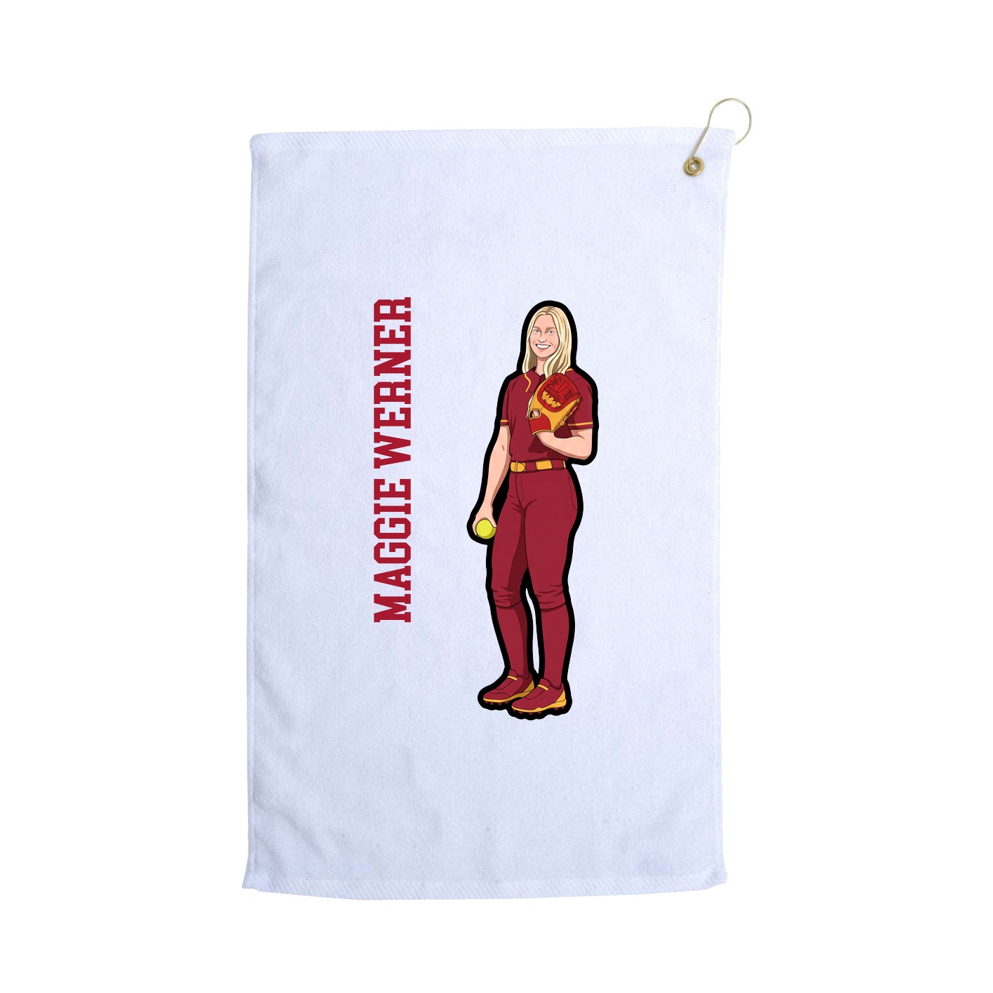 Golf Towel — Name Vertical in White