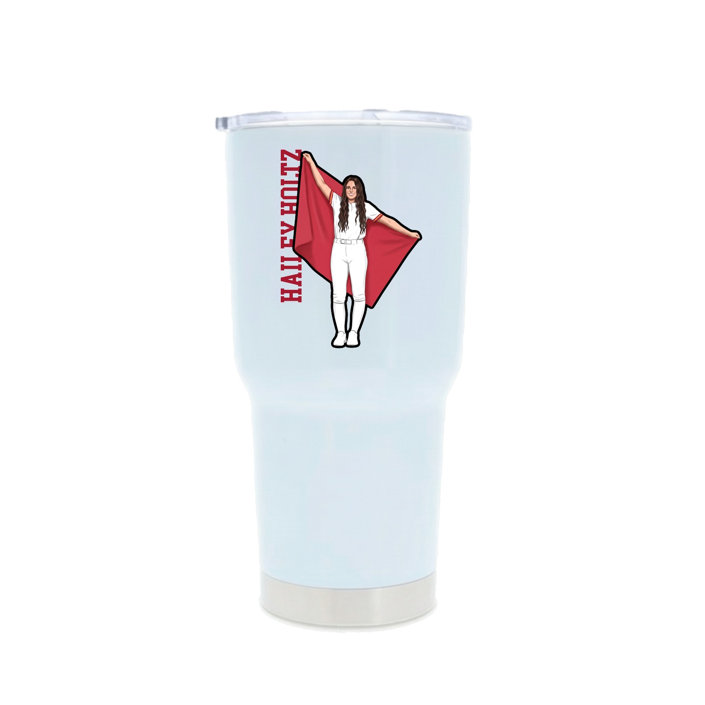 30oz Stainless Steel Tumbler — Name Vertical in White