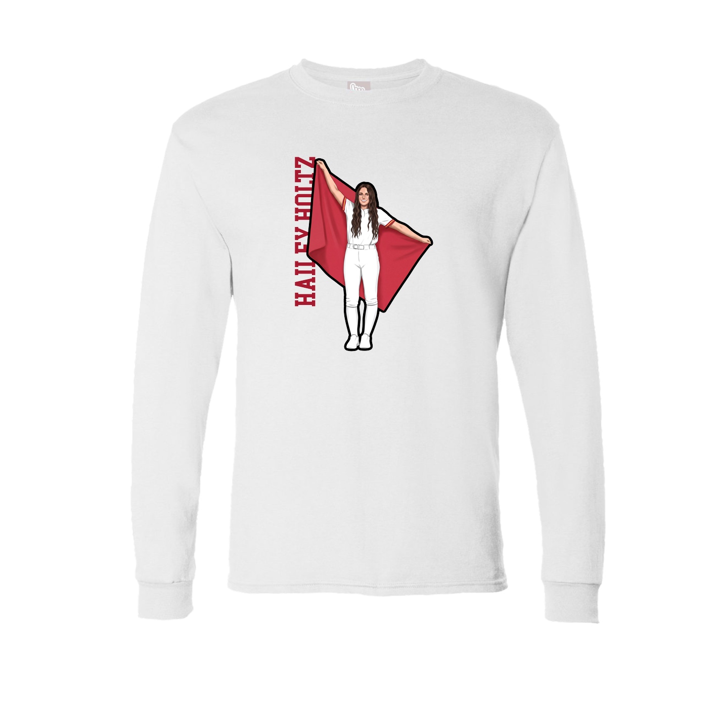 Long Sleeve Tee — Name Vertical in White