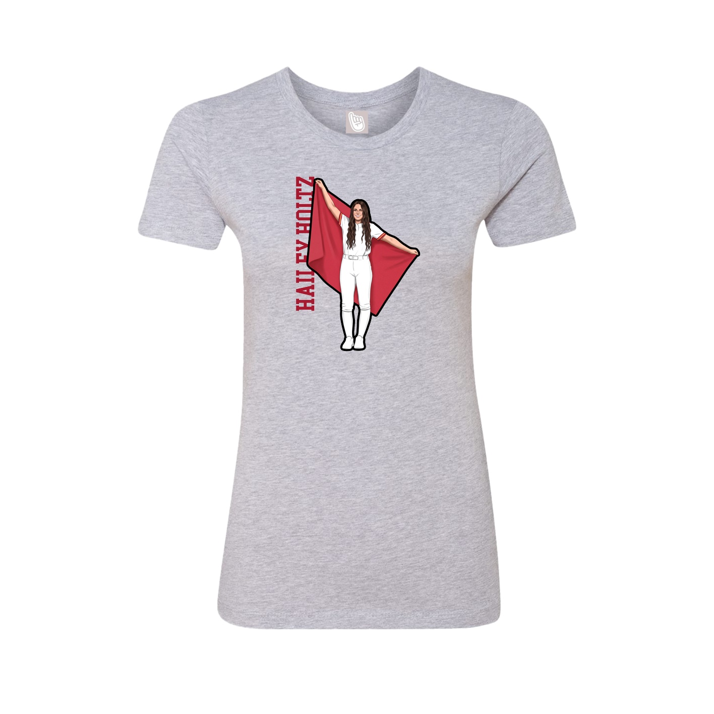 Fitted Women's Tee — Name Vertical in Grey