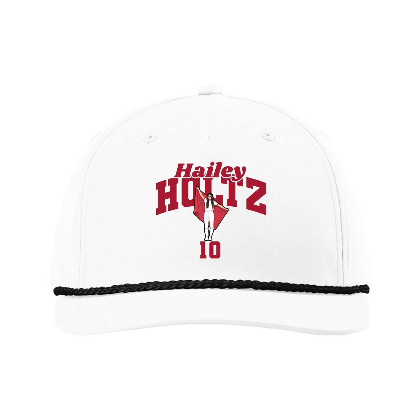 Five-Panel Classic Rope Cap — Signature Arch in White