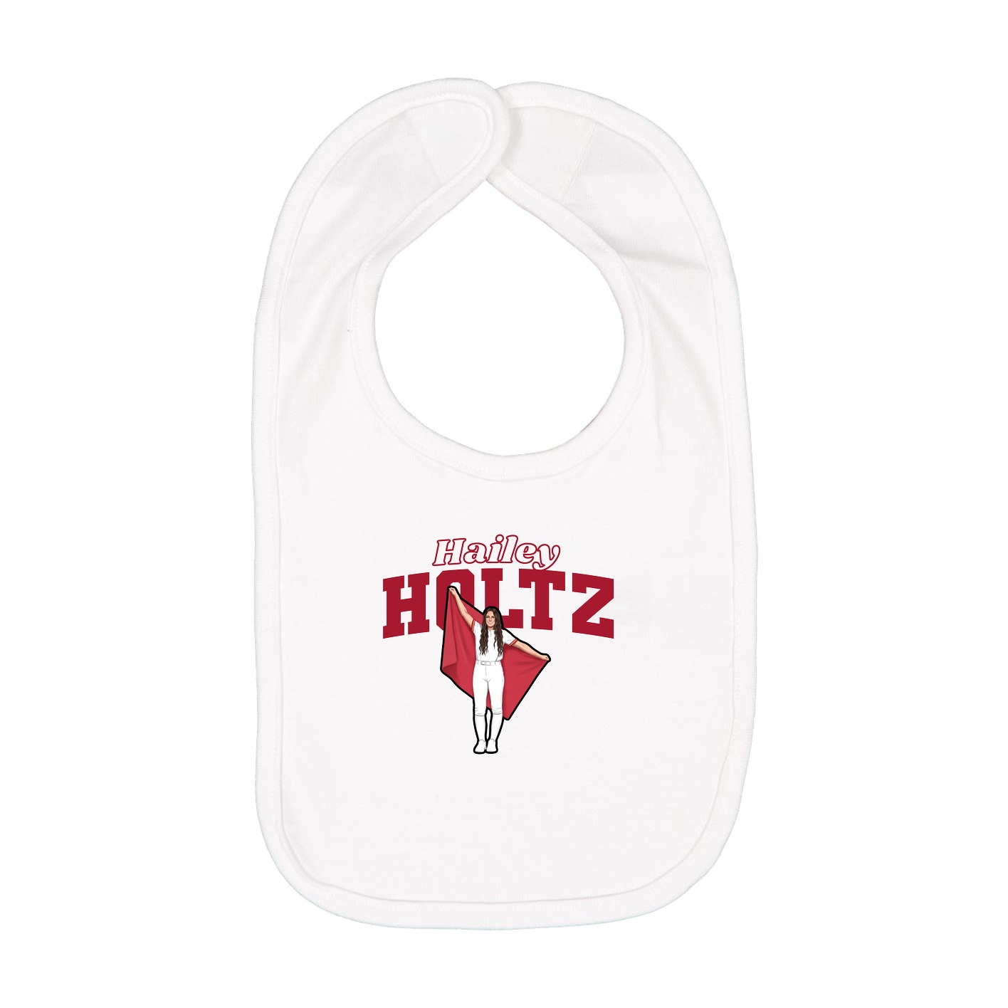 Infant Bib — Name Arch in White