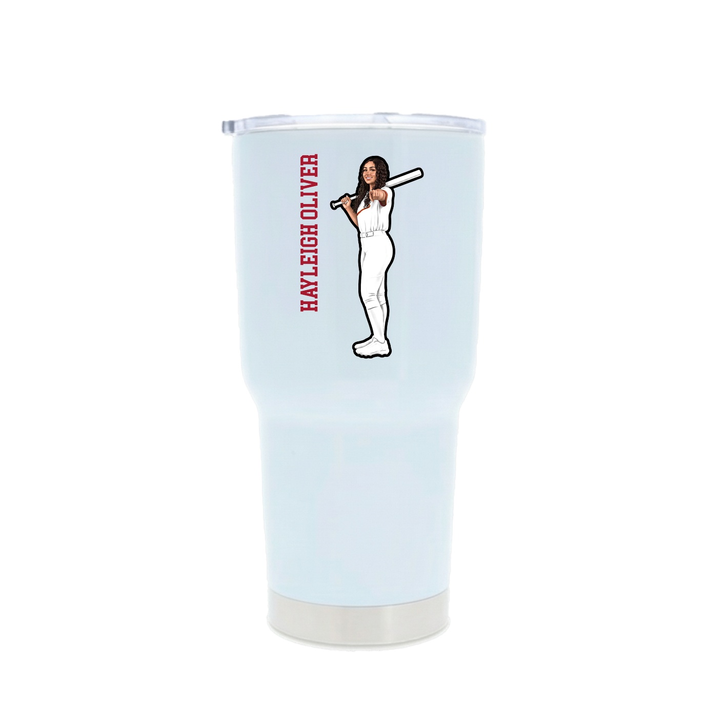30oz Stainless Steel Tumbler — Name Vertical in White