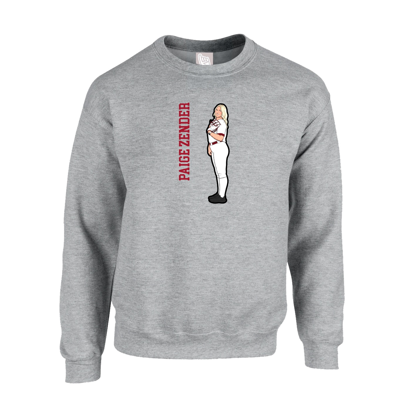 Fleece Crew — Name Vertical in Grey