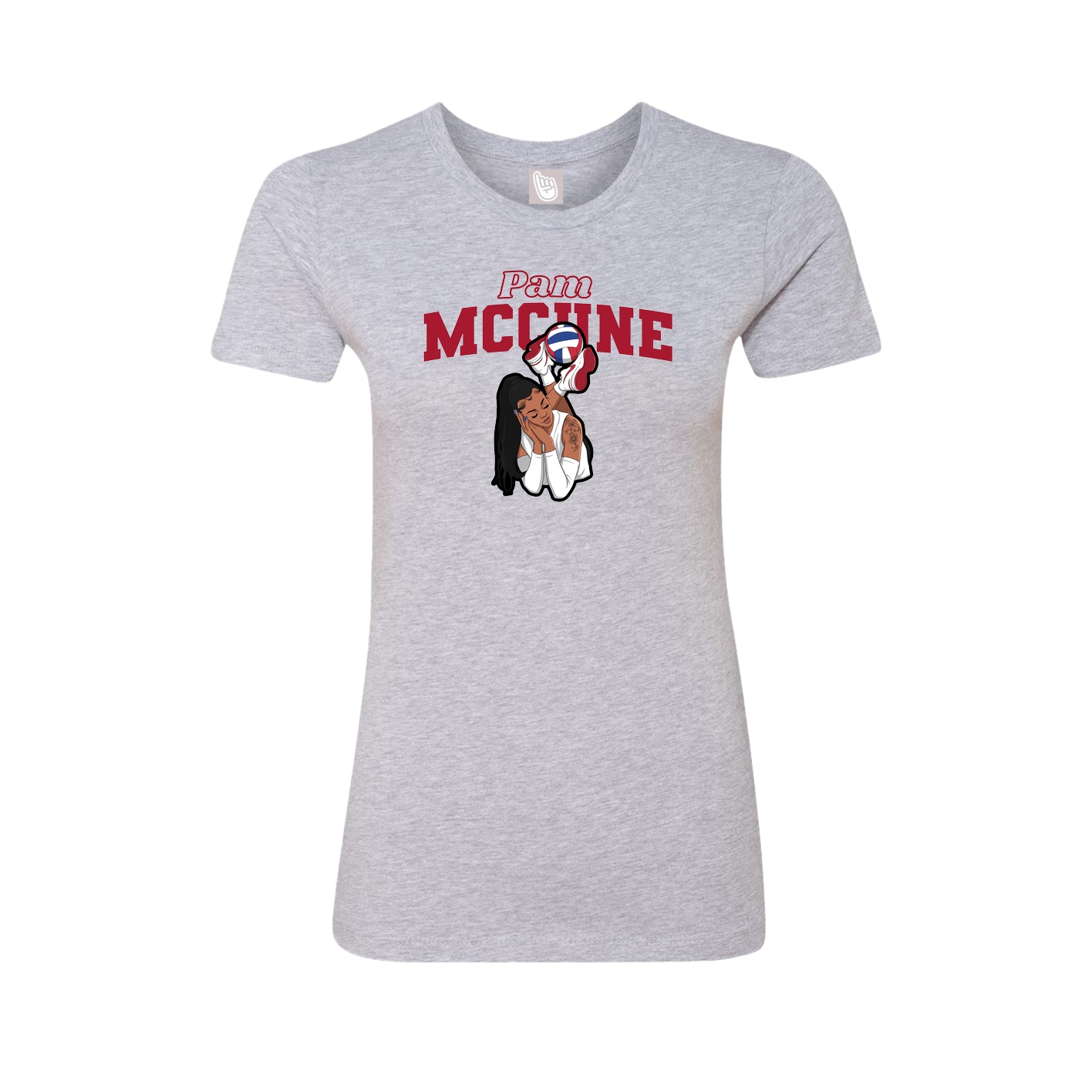 Fitted Women's Tee — Name Arch in Grey