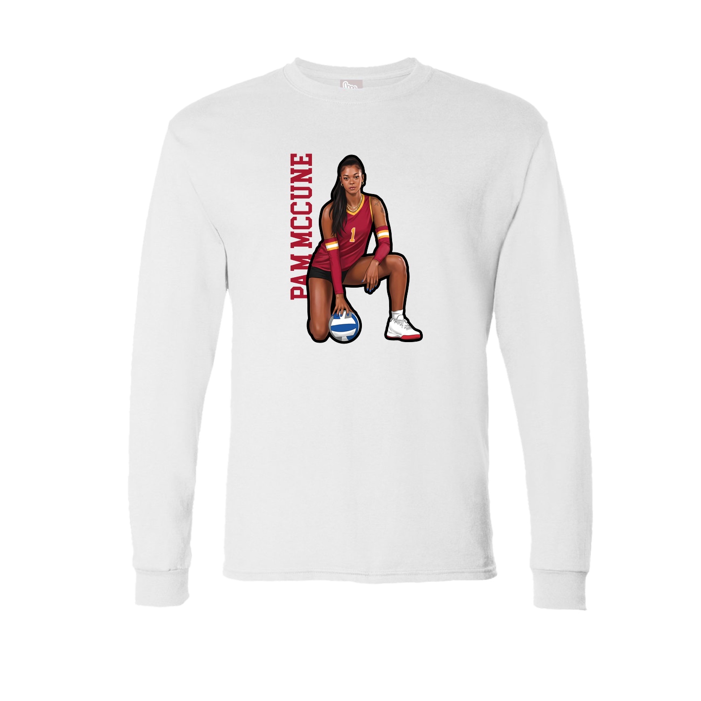 Long Sleeve Tee — Name Vertical in White