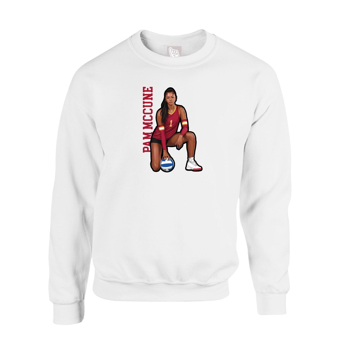 Fleece Crew — Name Vertical in White