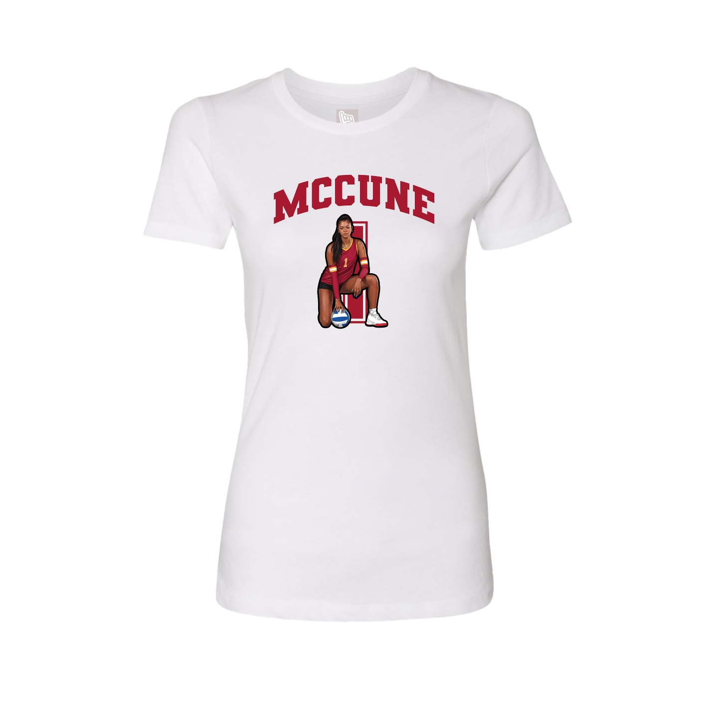 Fitted Women's Tee — Number in White