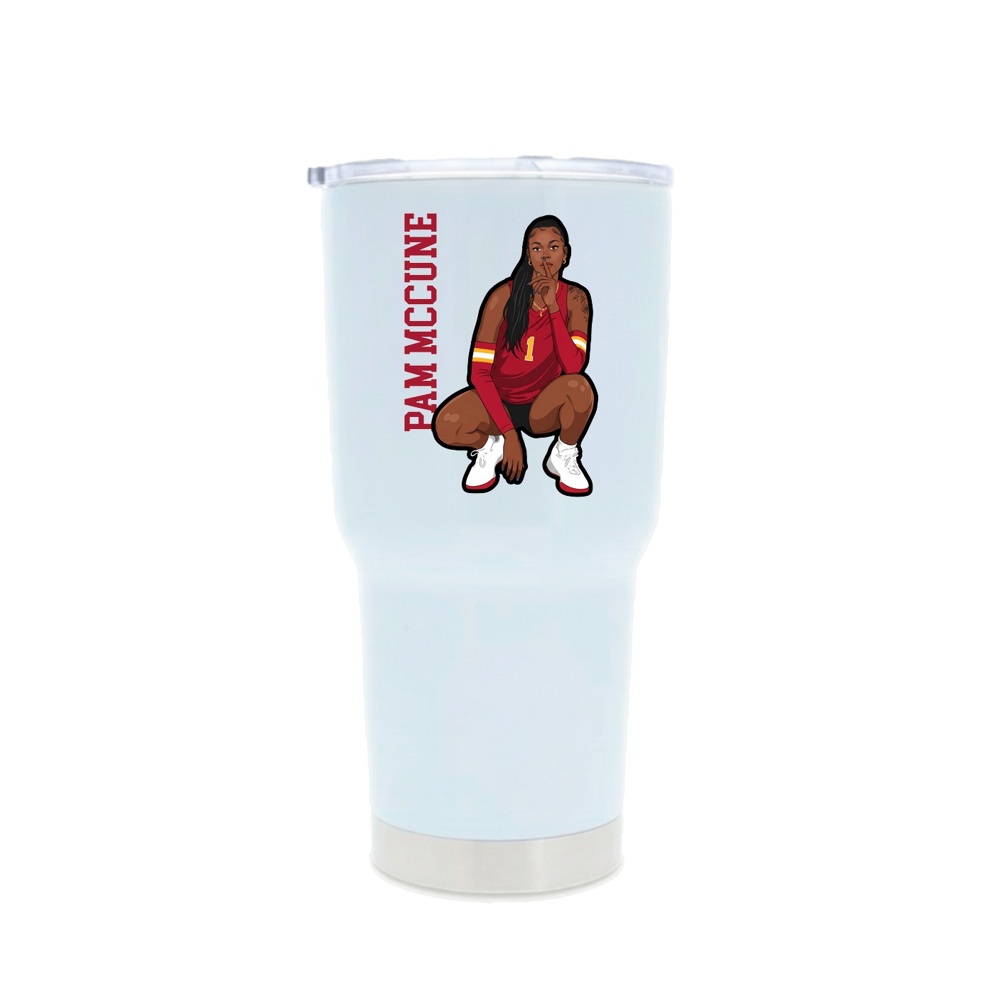 30oz Stainless Steel Tumbler — Name Vertical in White