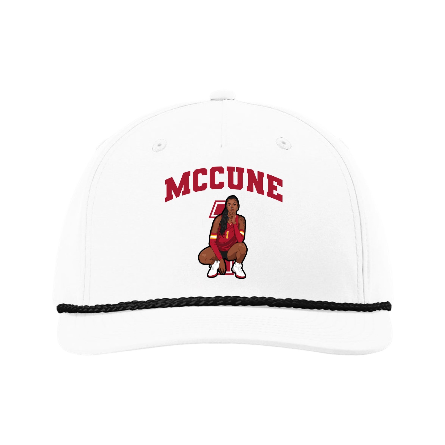 Five-Panel Classic Rope Cap — Number in White