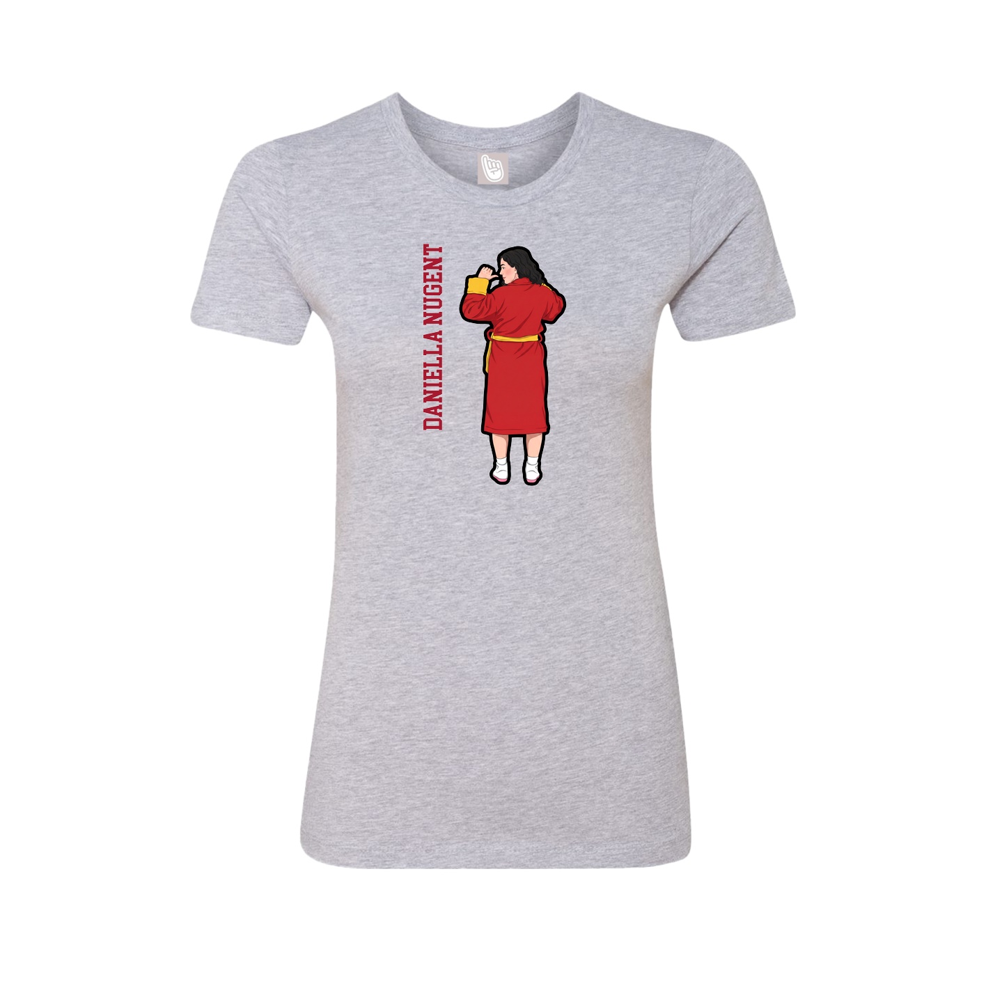 Fitted Women's Tee — Name Vertical in Grey