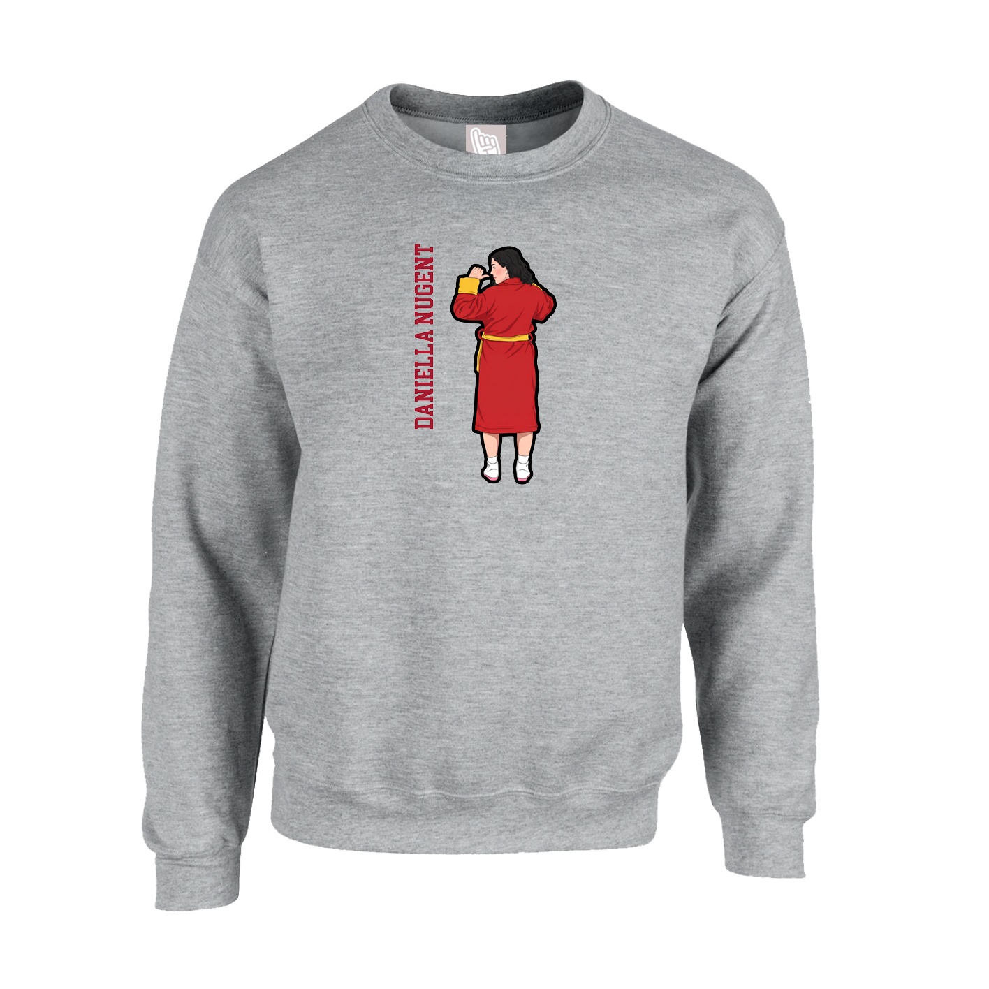 Fleece Crew — Name Vertical in Grey