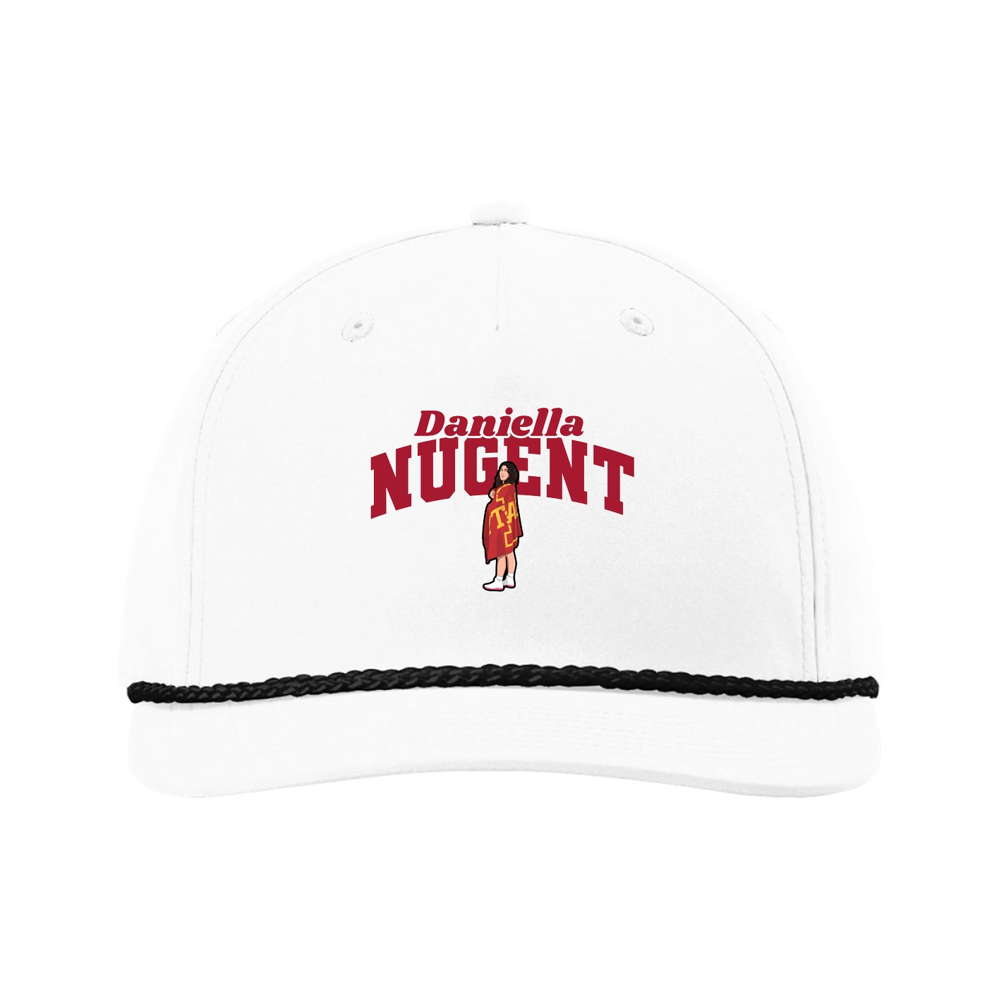 Five-Panel Classic Rope Cap — Signature Arch in White