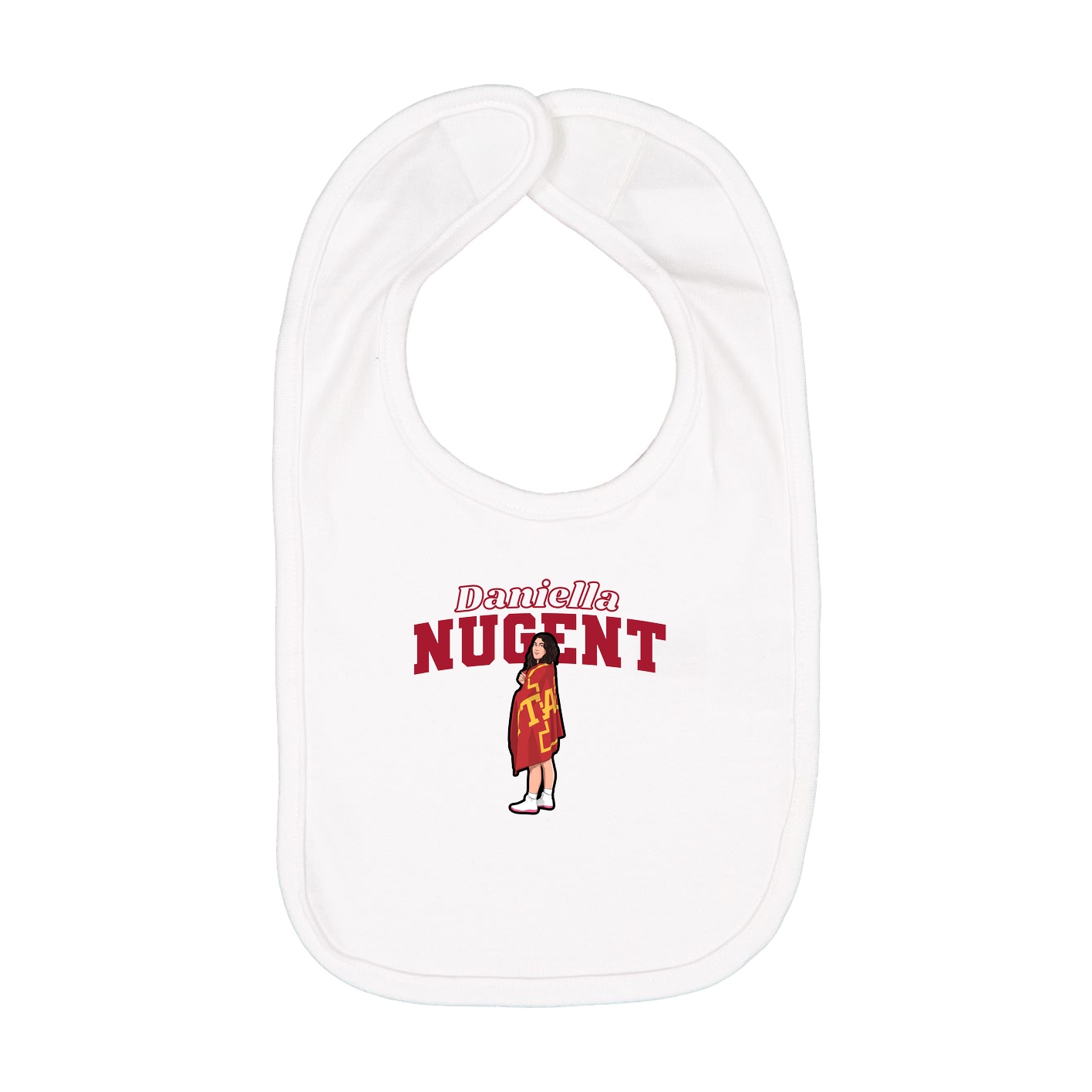Infant Bib — Name Arch in White