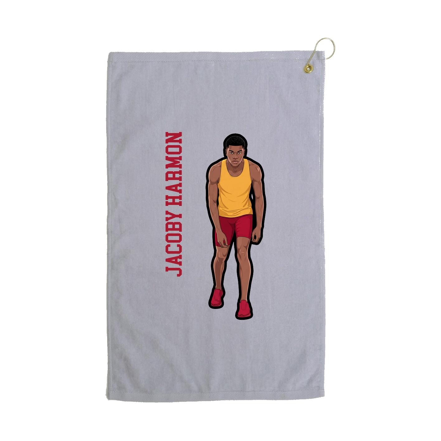Golf Towel — Name Vertical in Grey