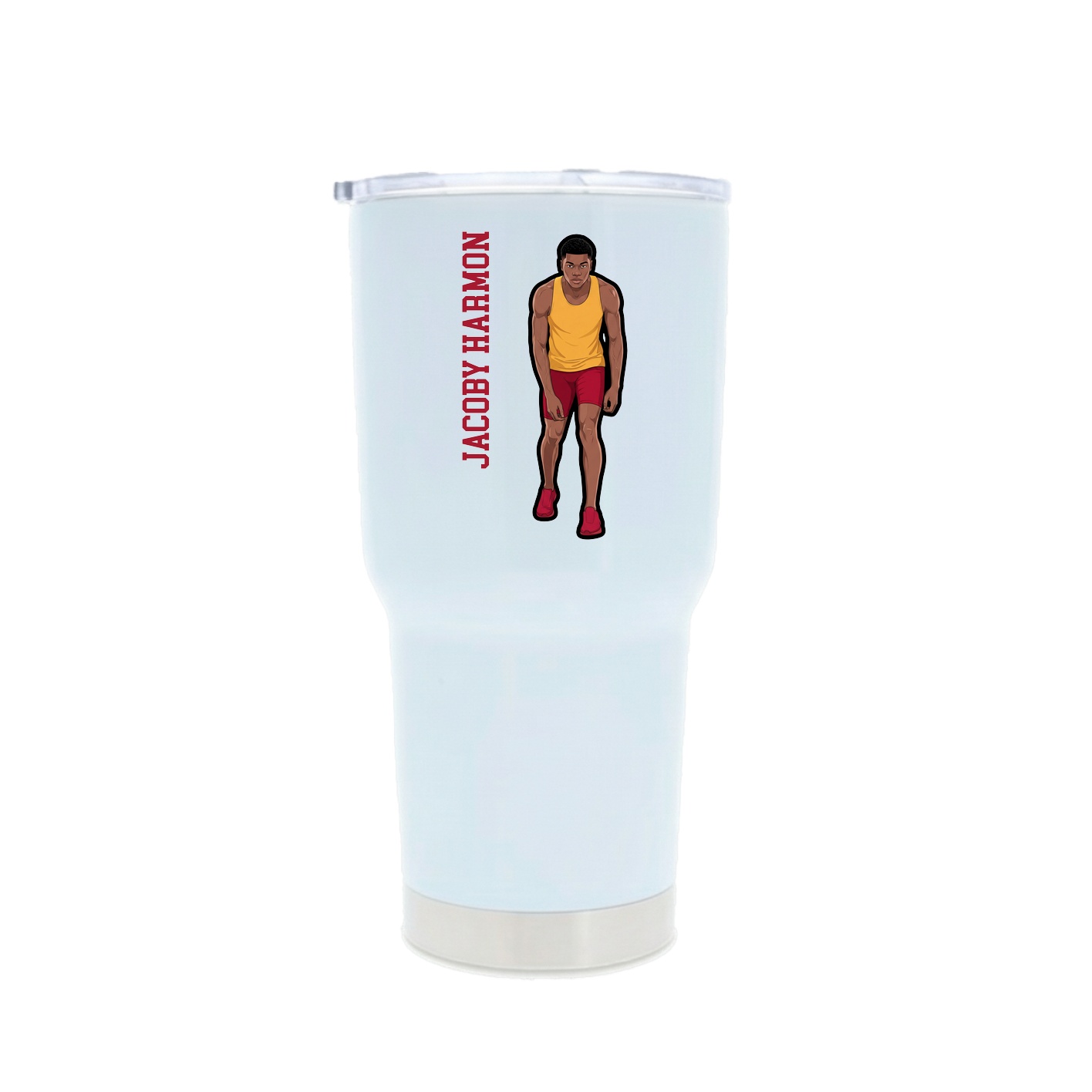 30oz Stainless Steel Tumbler — Name Vertical in White