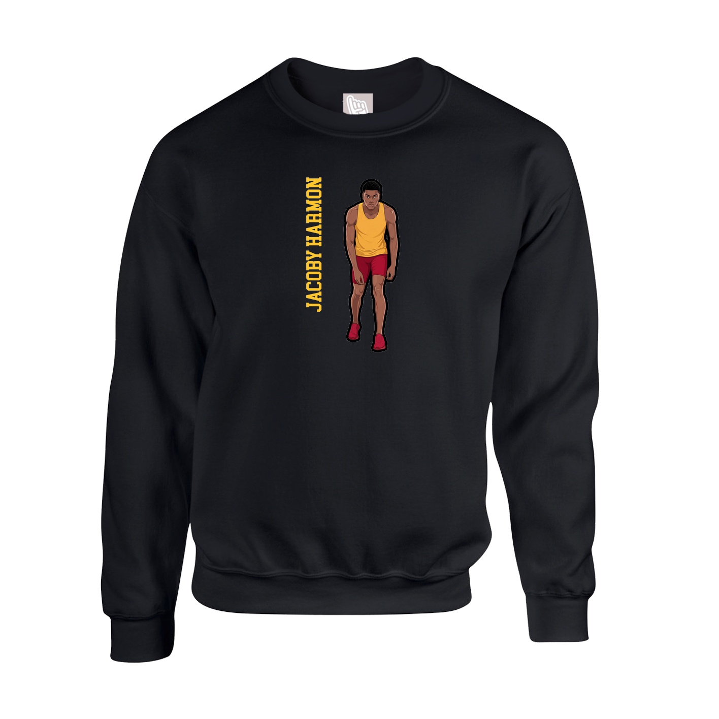 Fleece Crew — Name Vertical in Black