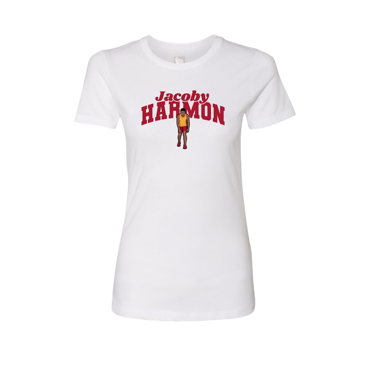 Fitted Women's Tee — Signature Arch in White