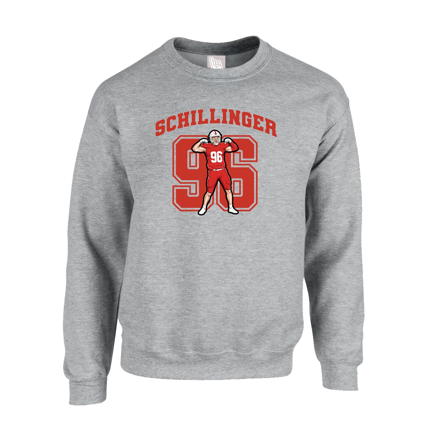 Fleece Crew — Number in Grey