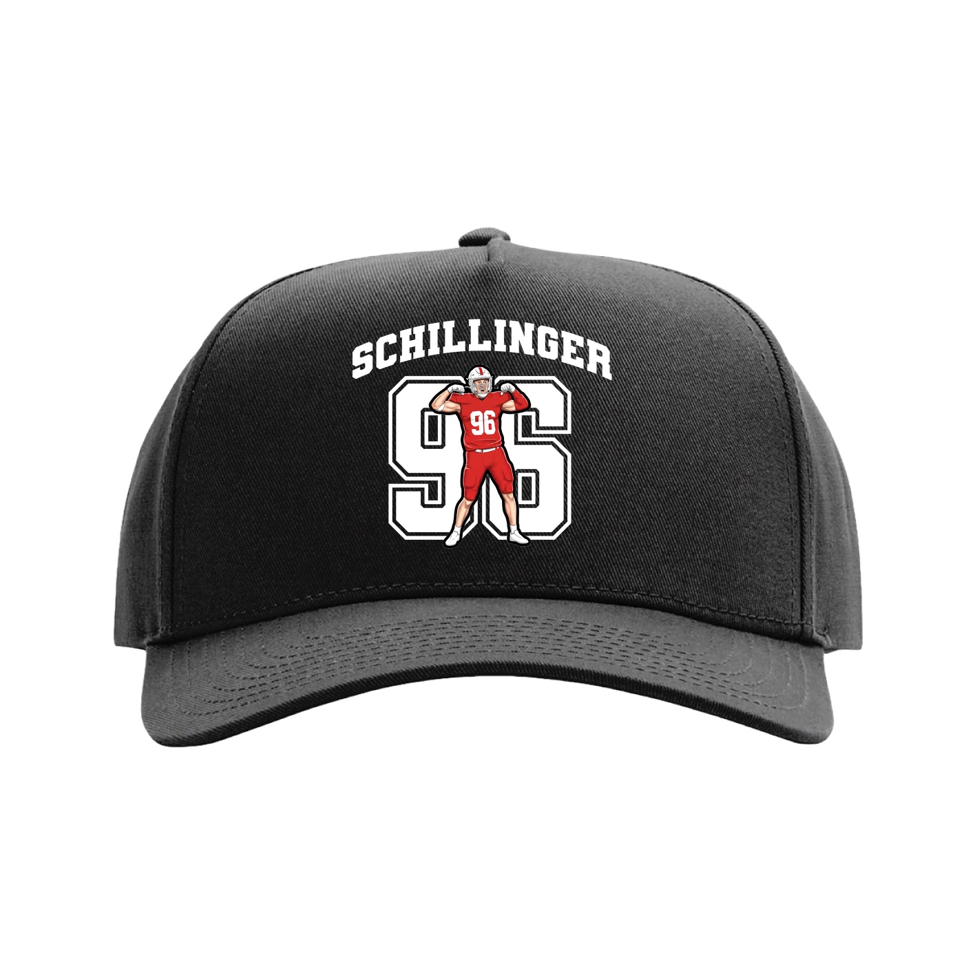 Full Fabric Five-Panel Champ Cap — Number in Black