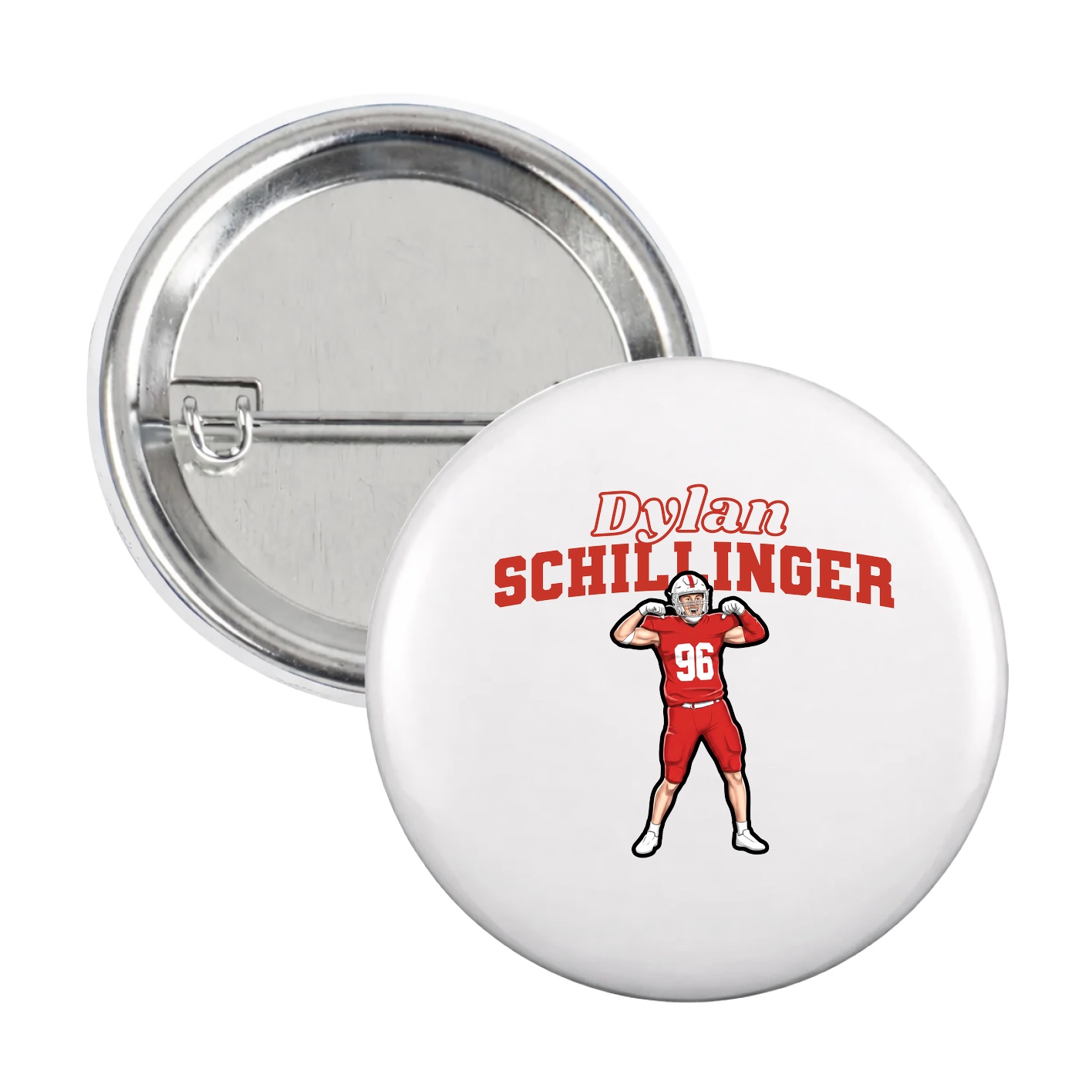 Game Day Button — Name Arch in White