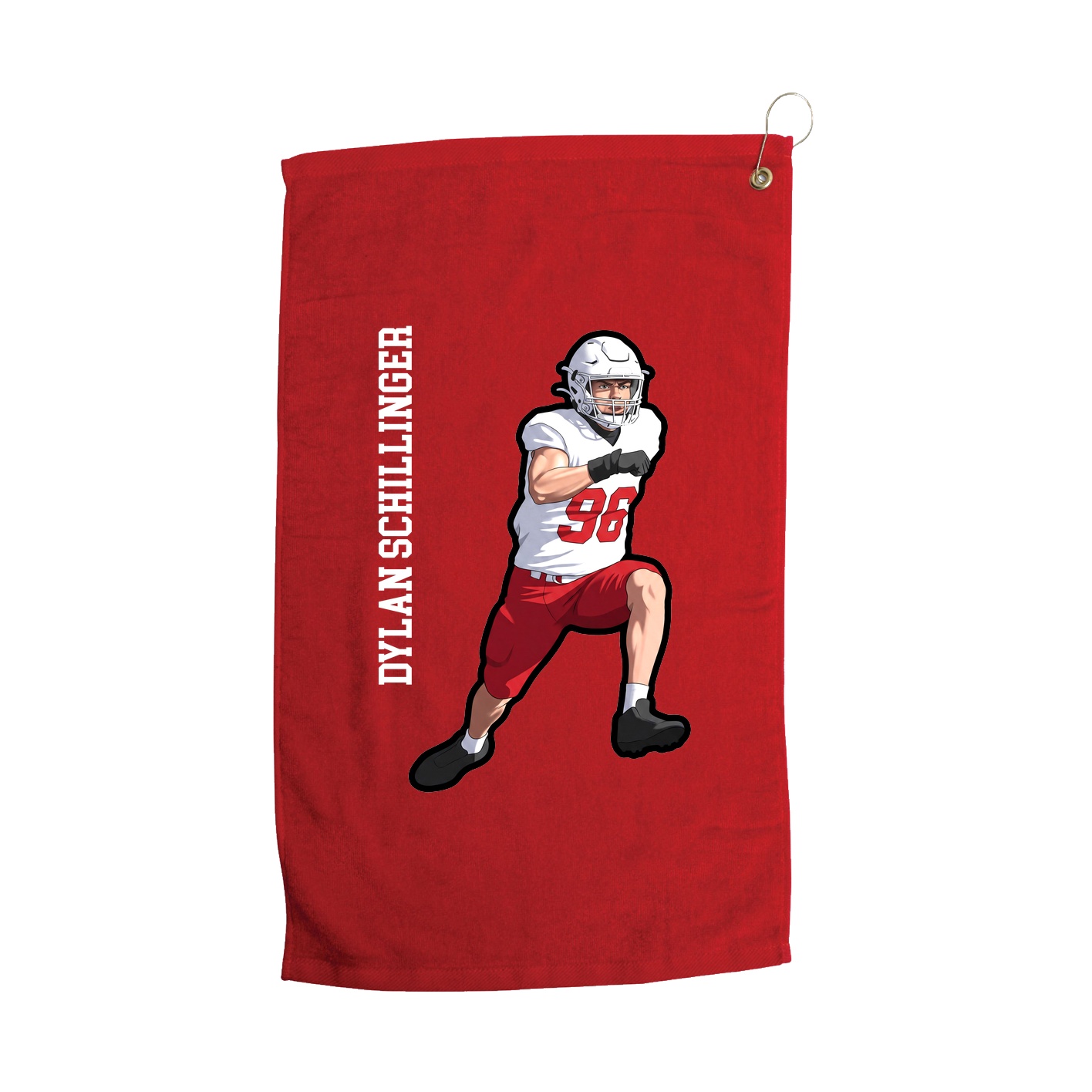 Golf Towel — Name Vertical in Red