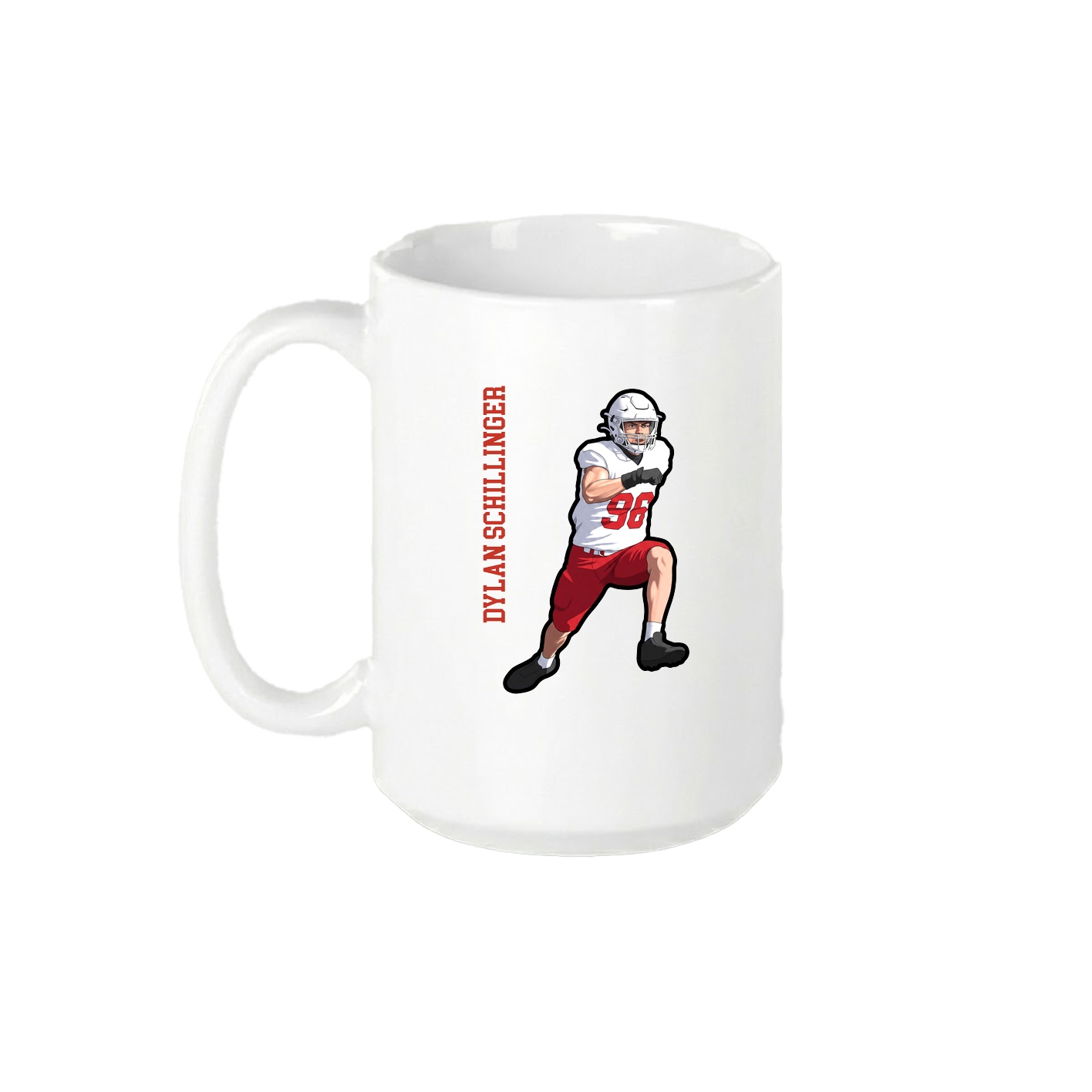 15oz Coffee Mug — Name Vertical in White