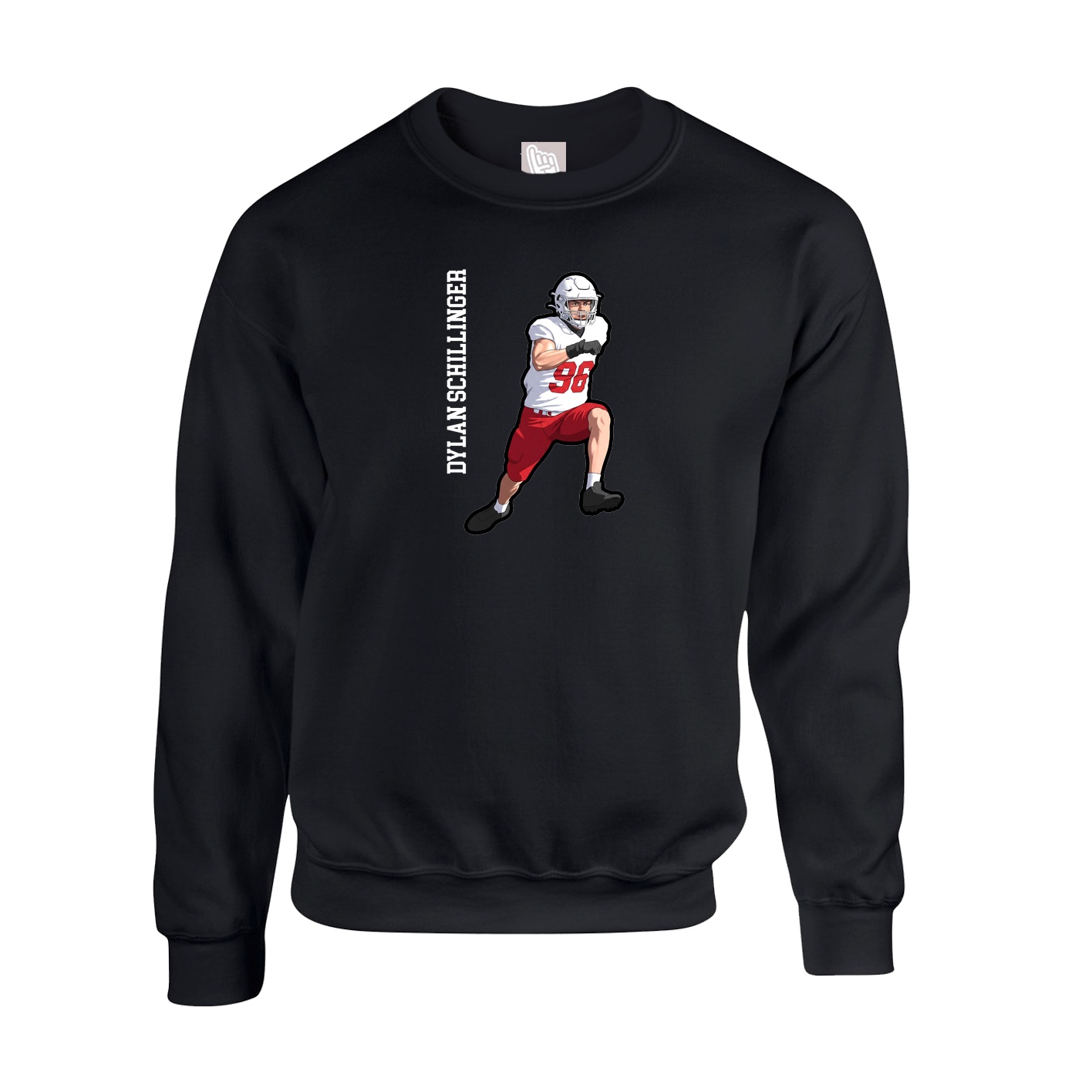 Fleece Crew — Name Vertical in Black