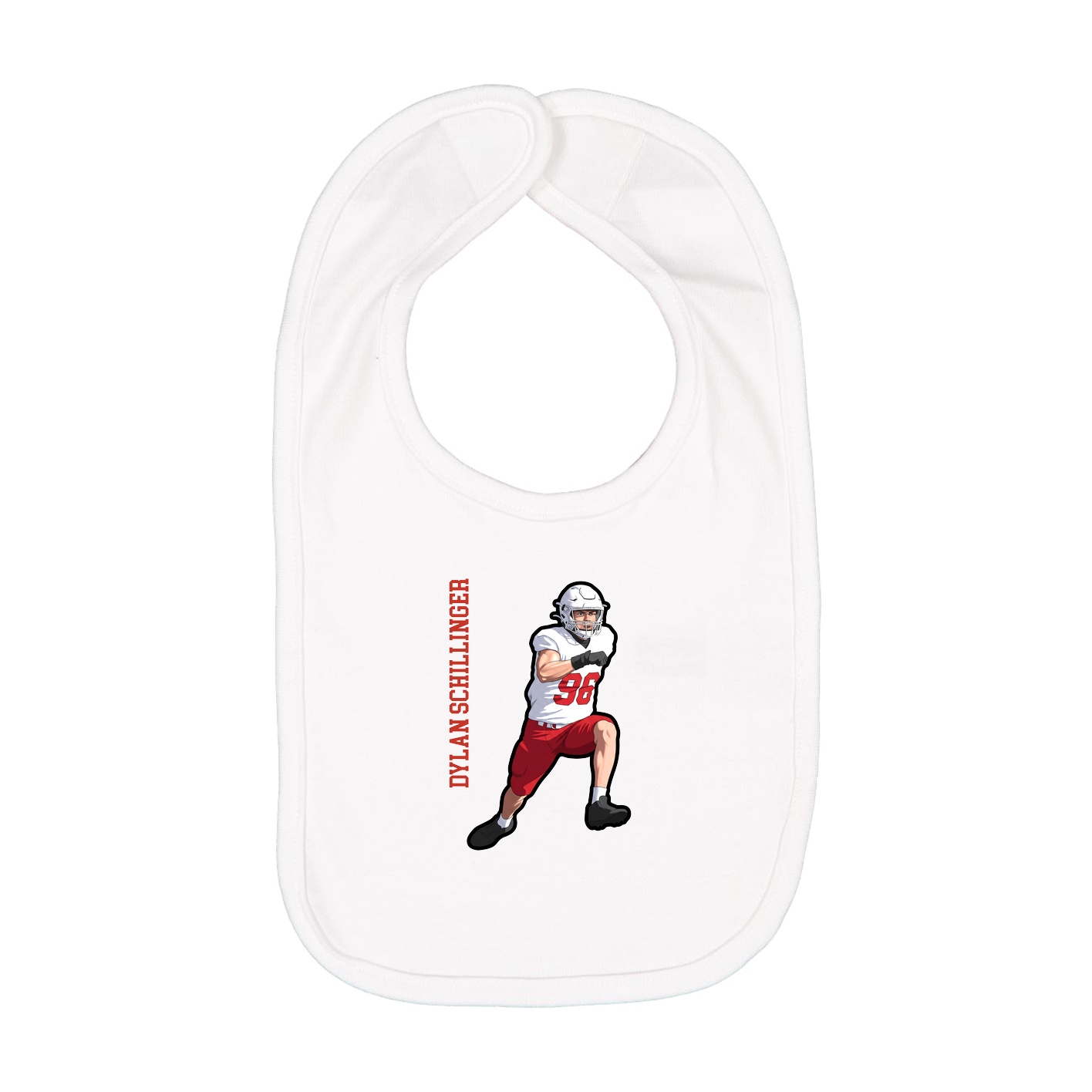 Infant Bib — Name Vertical in White
