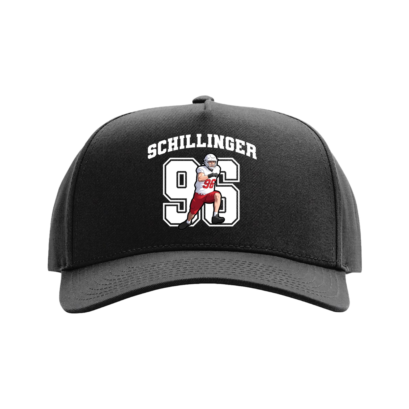 Full Fabric Five-Panel Champ Cap — Number in Black