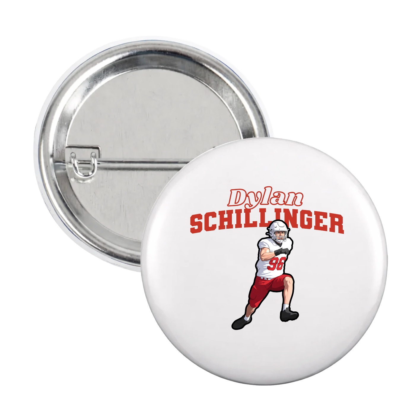Game Day Button — Name Arch in White